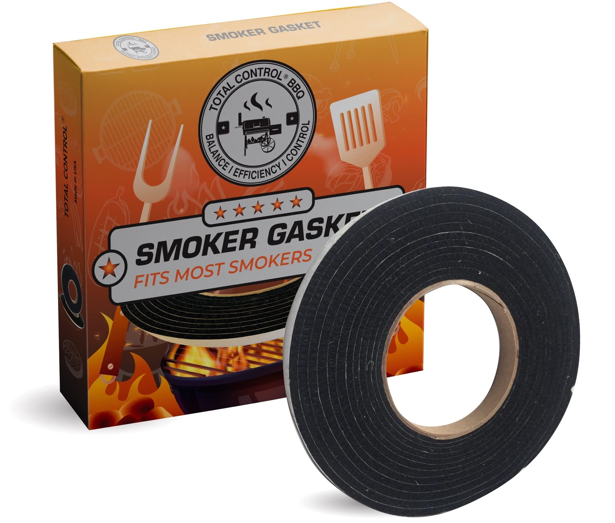 FireBlack Fireblack125 1/2 x 1/8 Black Hi Temp BBQ Smoker Gasket Self Stick15 ft LavaLock