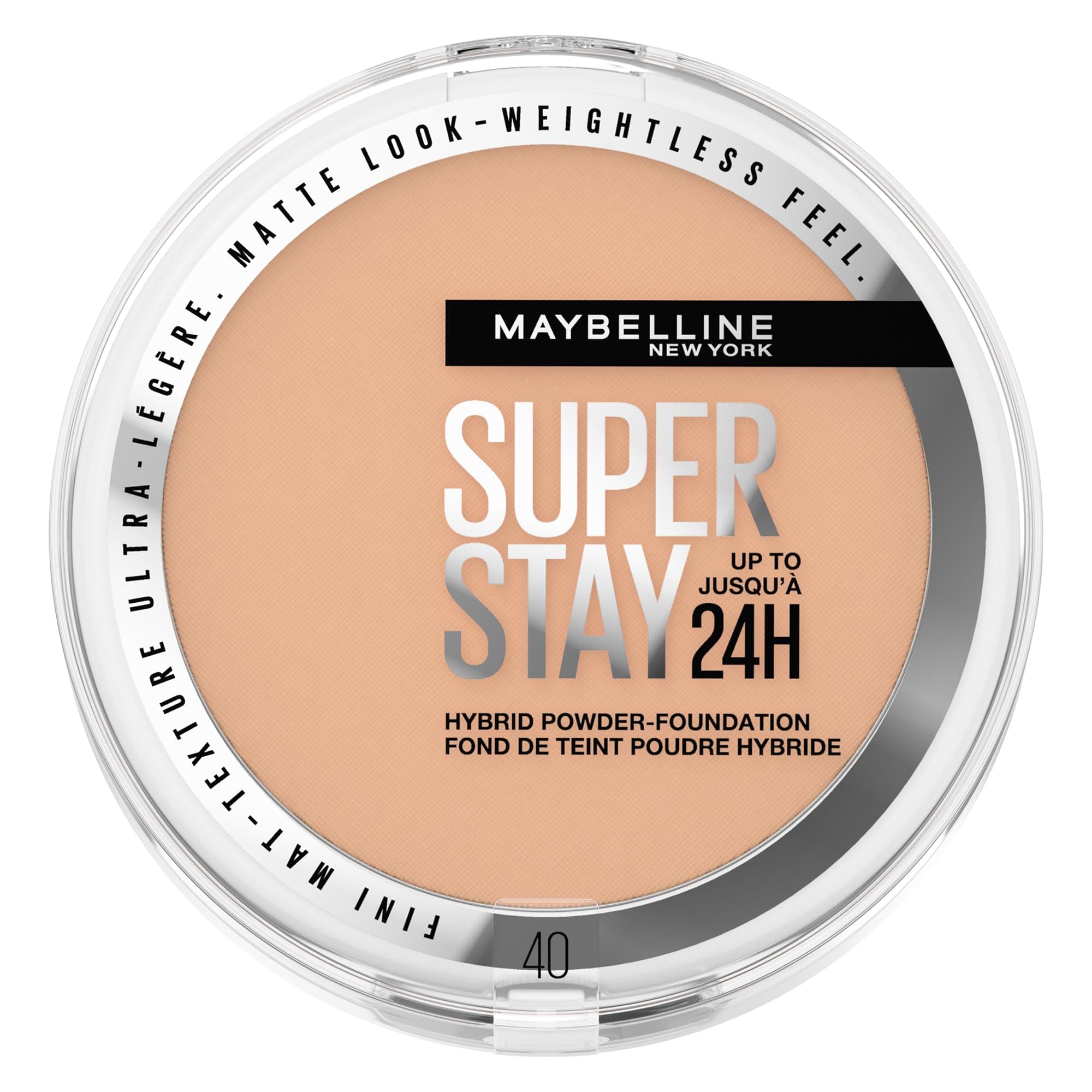 Powder Foundation, Long-lasting 24H Wear, Medium to Full Coverage, Transfer, Water & Sweat Resistant, SuperStay 24H Hybrid Powder Foundation, 40