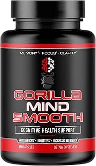 Smooth Nootropic Formula - Best Non-Stimulant Productivity Supplement/Memory · Focus · Mental Clarity · No Jitters / 90 Capsules
