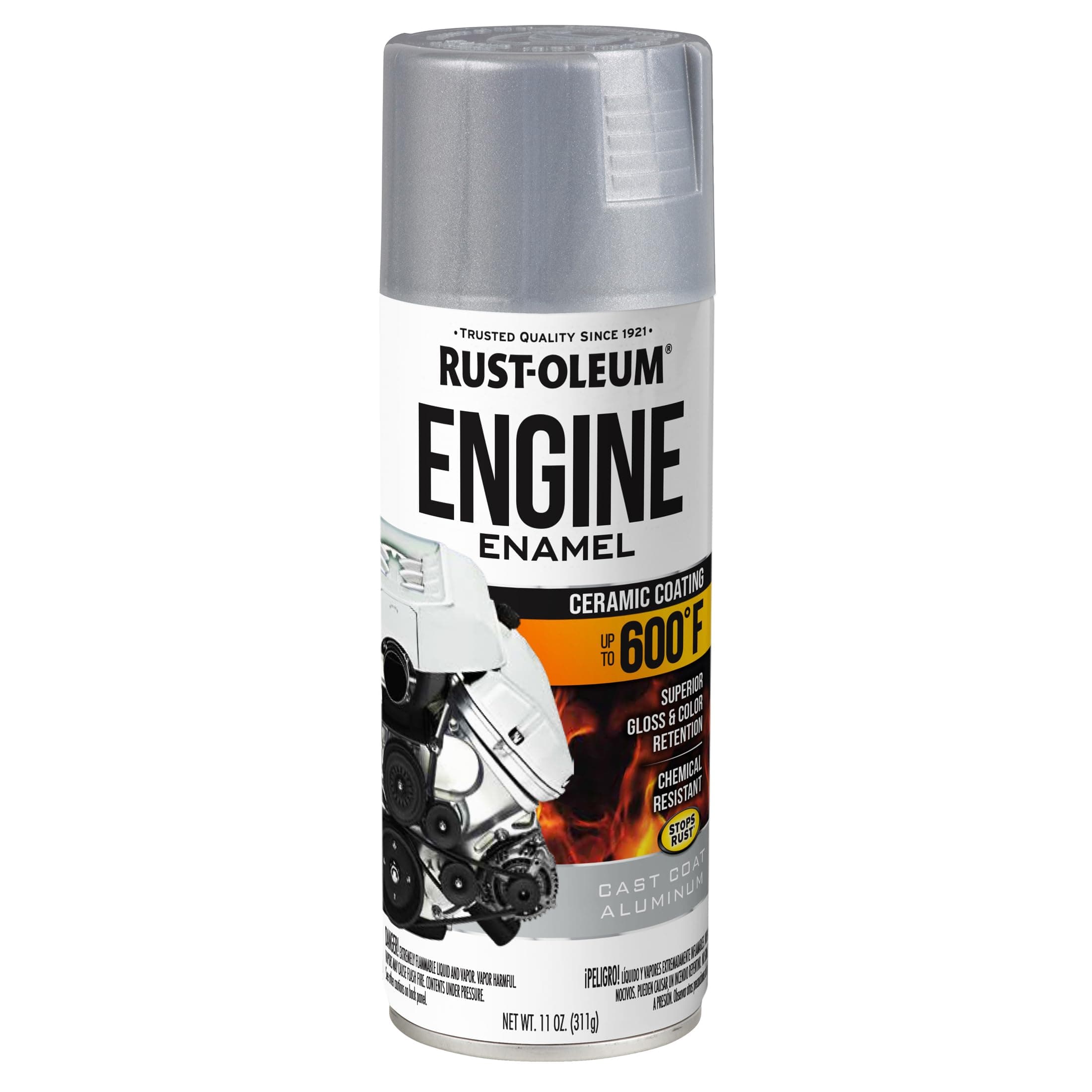 Rust-Oleum 366429 Engine Enamel Spray Paint, 11 oz, Cast Coat Aluminum