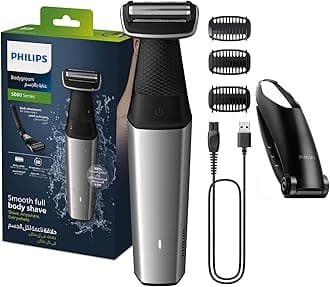 Philips Bodygroom BG5021/15 | Showerproof Groin & Body Trimmer | Body Shaver, 3-Length Combs | 60min Cordless, Skin Protection, Back Reach Attachment