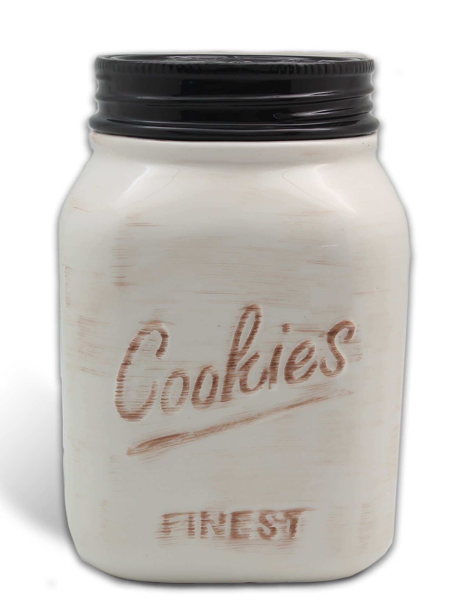 White Ceramic Mason Cookie Jar by ZallZo (White)
