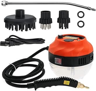 2500W High Pressure Steam Cleaner, Handheld Portable High Temperature Steam Cleaning Machine for Kitchen Bathroom Grout Tile Furniture and Cars, with Cleaning Tool Kit (black&orange)