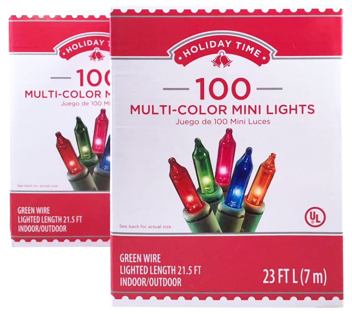 Holiday Time 100 Multi-Color Mini Lights - Green Wire (2 Pack)