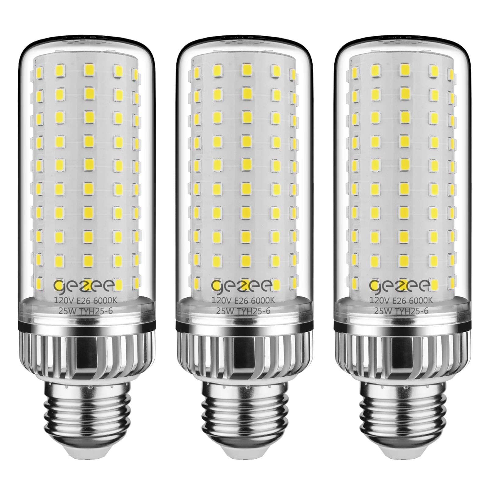 gezee 25W LED Light Bulb, 200 Watt Equivalent，E26 LED Lamp 2500 Lumens Daylight-White 6000K,Non-Dimmable (3-Pack)