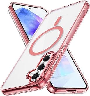 for Samsung Galaxy A55 5G Case Hard [Compatible with Magsafe ] Yellowing Resistant Magnetic Cover Clear para A 55 6.6 inch Rugged Best Phone Cases Pink