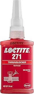 Loctite Threadlocker Red 271 locks, seals threaded fasteners permanently, prevent loosening from vibration, great for engines, machinery, vehicles for valve covers, water pumps, and alternators(50ml)