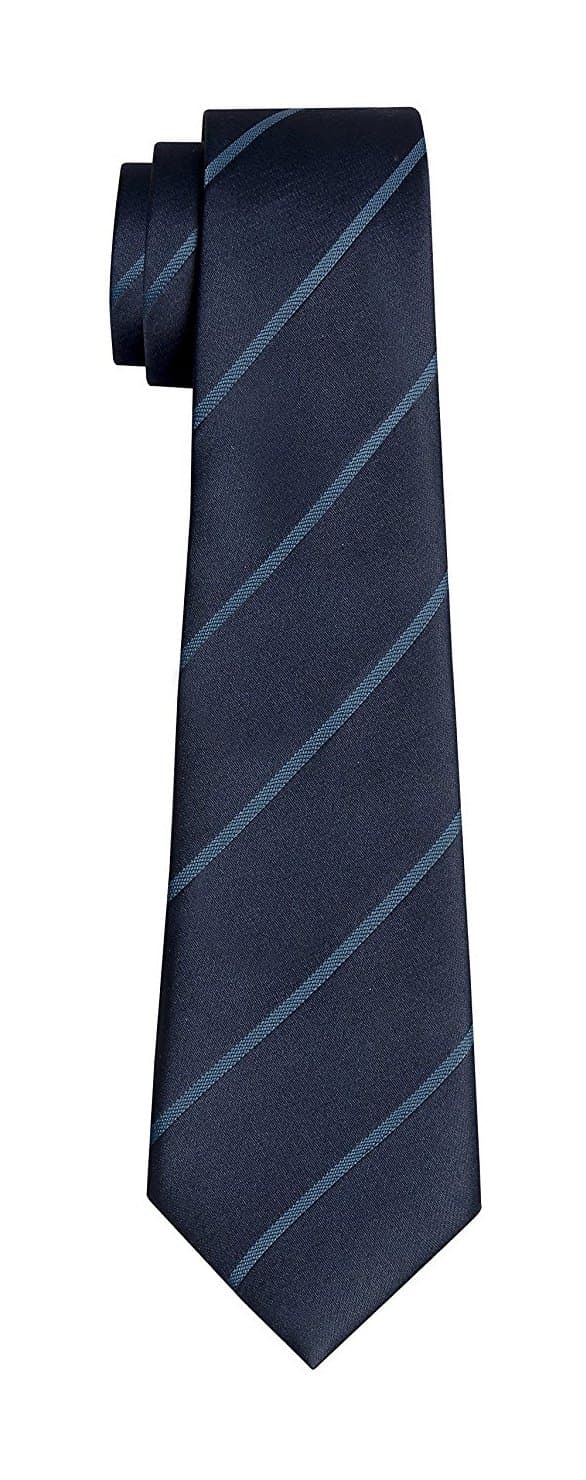Men's Stripe Polyester Tie (Galaxy8, Navy Blue & Light Blue)