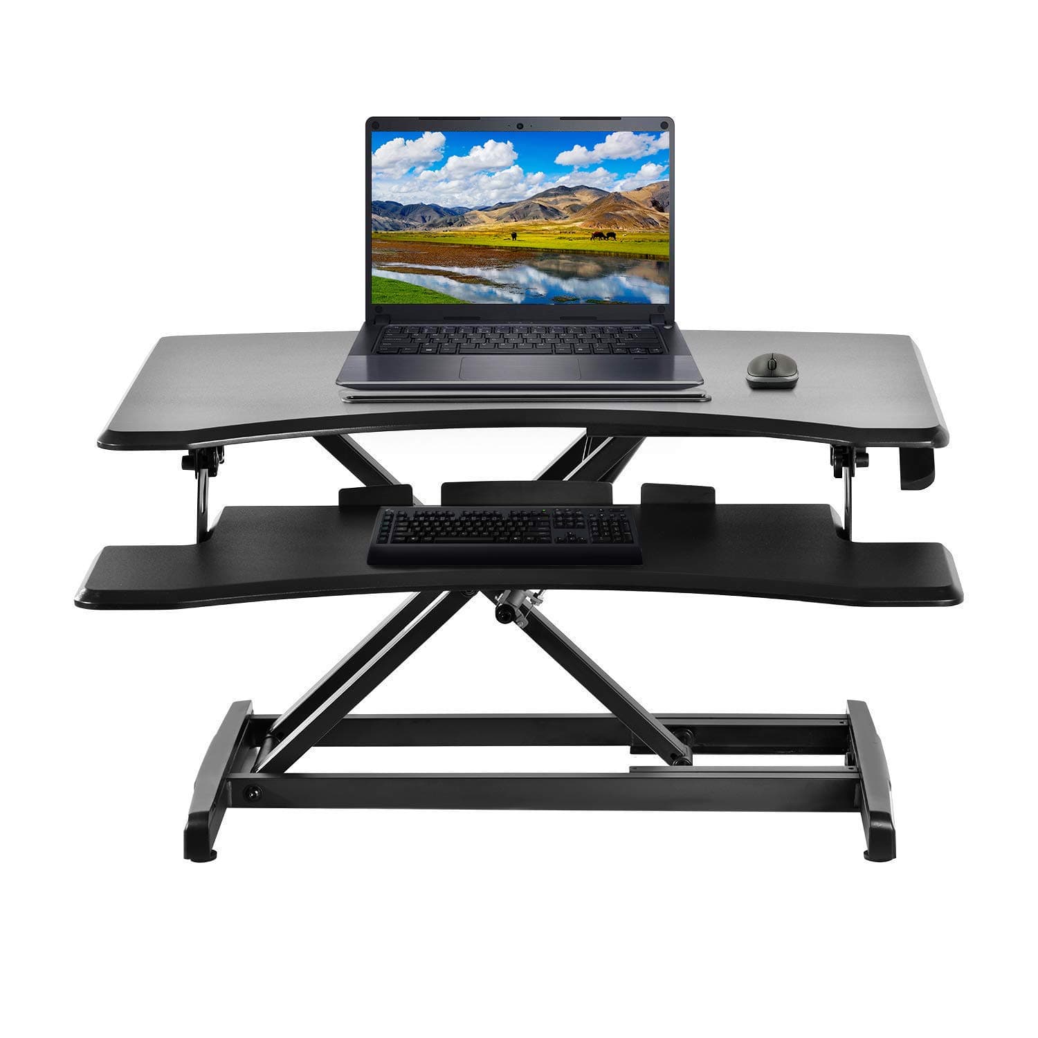 MIERES Height Adjustable Standing Desk Sit to Stand Desktop PC Computer Workstation, Standing Desk Converter.