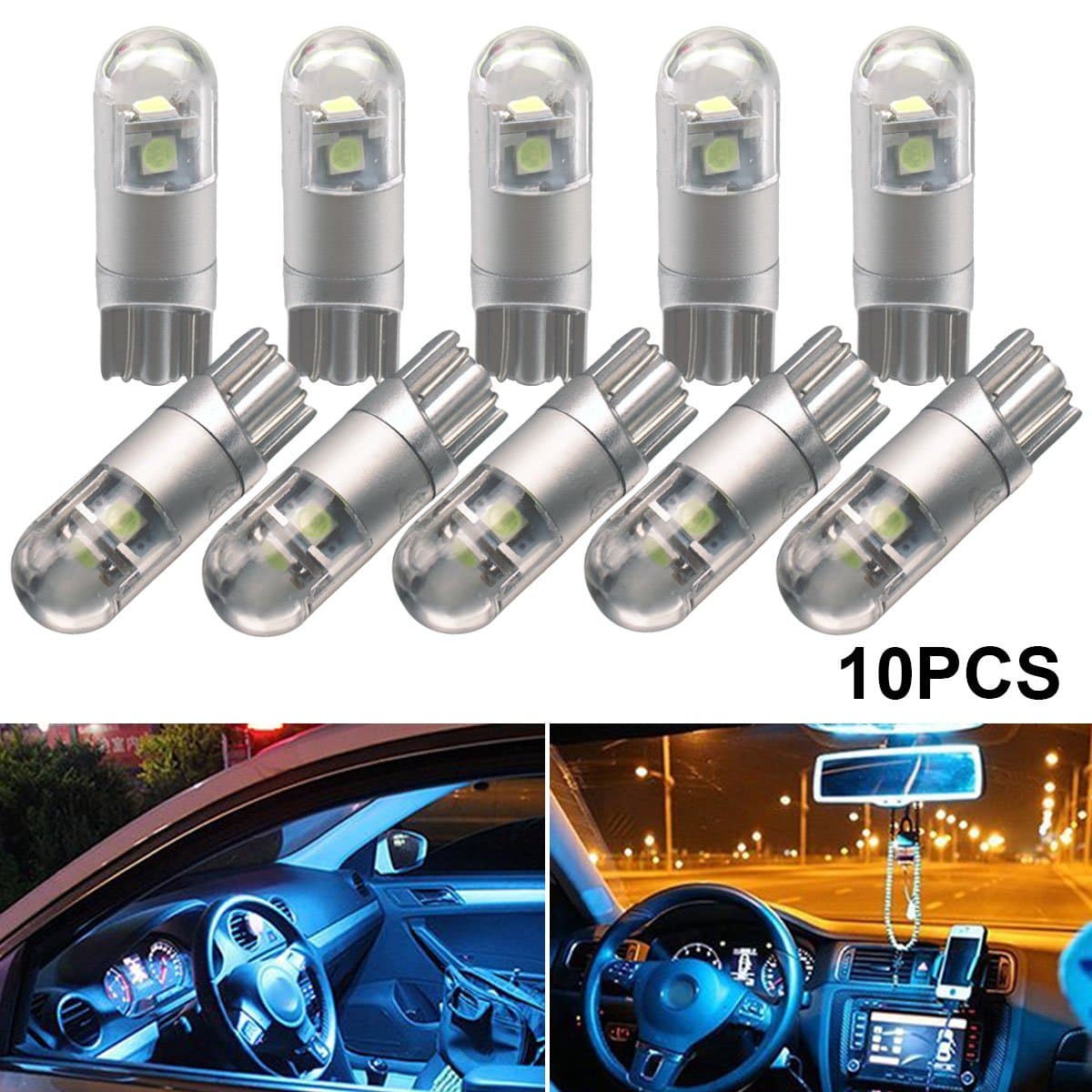 T10 LED Light Bulbs 194 921 168 LED Light Bulbs 3030 3SMD Wedge Interior LED Light Bulb W5W 158 for car led lights interior Lights tail led backup exterior lights door map trunk(10pcs,Crystal Blue)