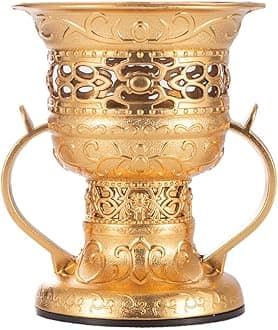 Incense Censer, Bakhoor Burner, Charcoal Incense Burner, Incense Burner with Handle Tongs for Yoga, Spa Aromatherapy (Golden)