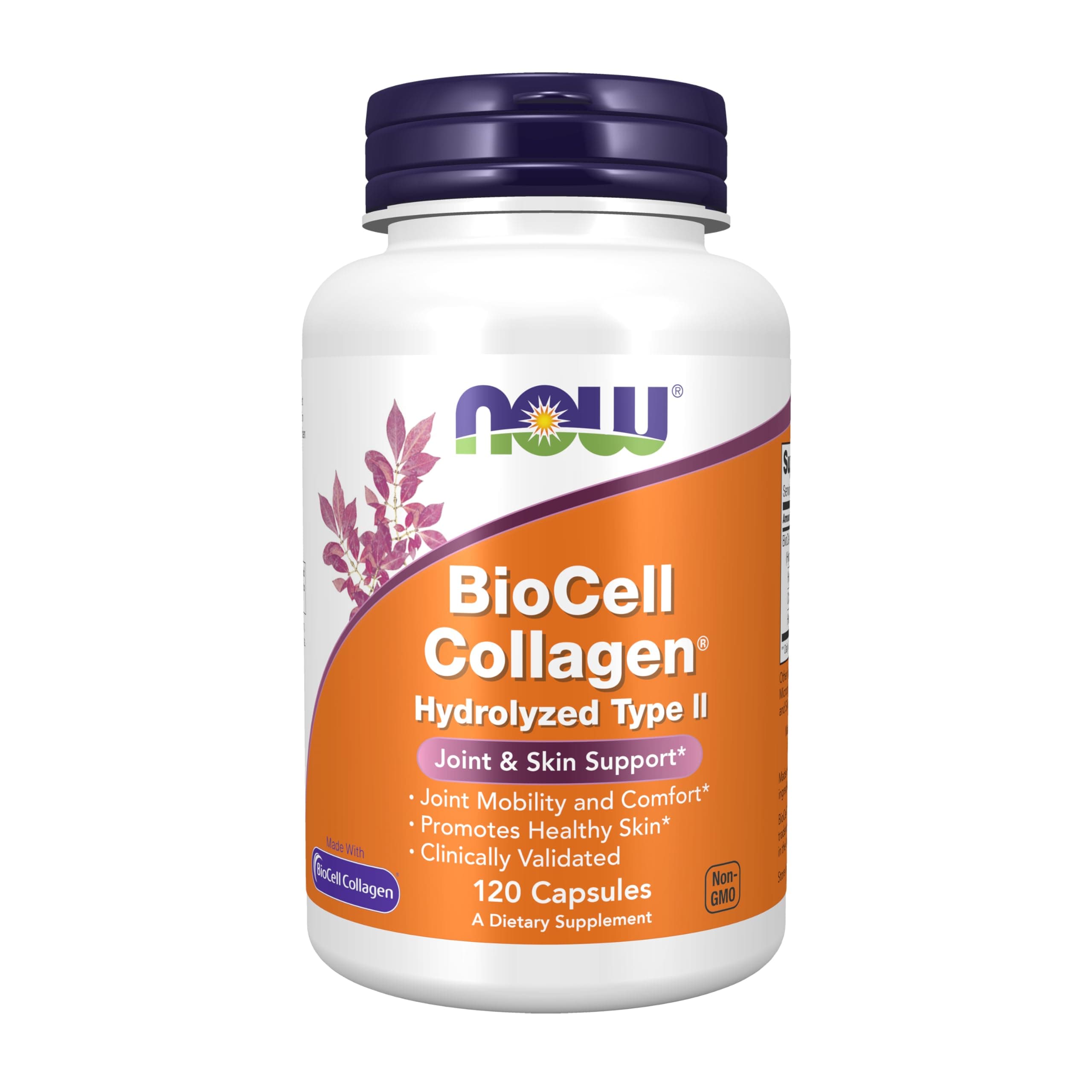 NOW Supplements, BioCell Collagen® Hydrolyzed Type II, Clinically Validated, 120 Veg Capsules