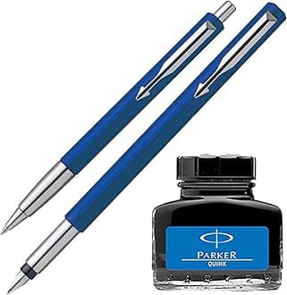 Vector Standard Sets Fountain Pen + Ball Pen - Blue + Quink Ink Bottle - Blue (30ML)