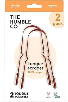 The Humble Co. Copper Tongue Scraper – 100% Copper Tongue Cleaner, For Superior Oral Care, Dental Hygiene and Tongue Cleaning, Helps Eliminate Bad Breath, BPA Free (2pk)