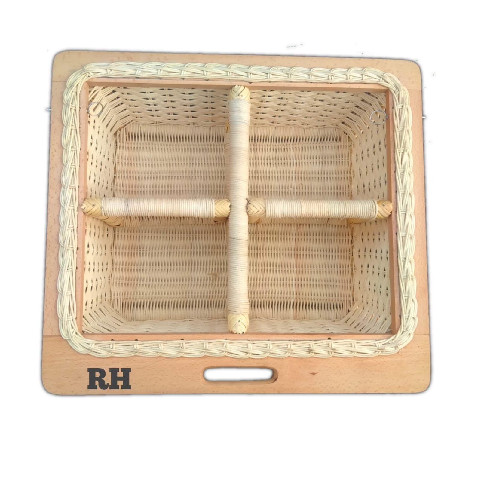 Wicker Basket for Modular Kitchen with 4 PARTITION (18 W X 20 L X 6 H (INCHES Including Channel)