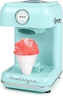 Nostalgia Snow Cone Shaved Ice Machine - Retro Table-Top Slushie Machine - Includes 1 Reusable Plastic Cup - Aqua