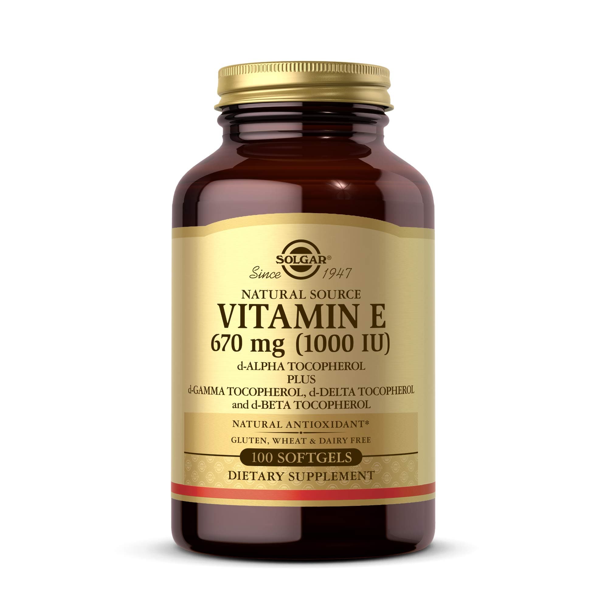 Solgar Natural Source Vitamin E 671mg - Supports The Immune System - Protects Cells from Oxidative Stress - 100 Softgels