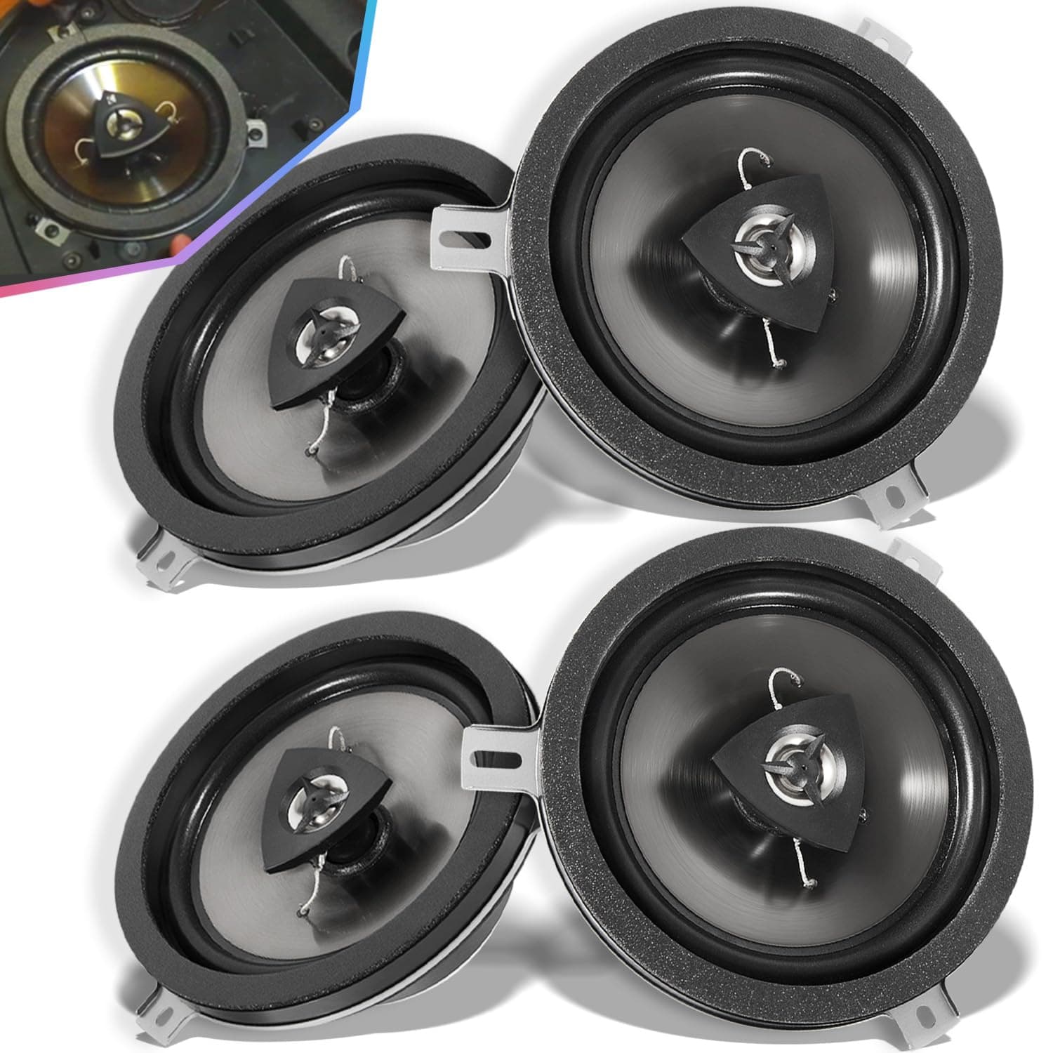 4 Pack Replacement Speaker Upgrade for 2007-2018 Jeep Wrangler JK JKU, 77KICK10