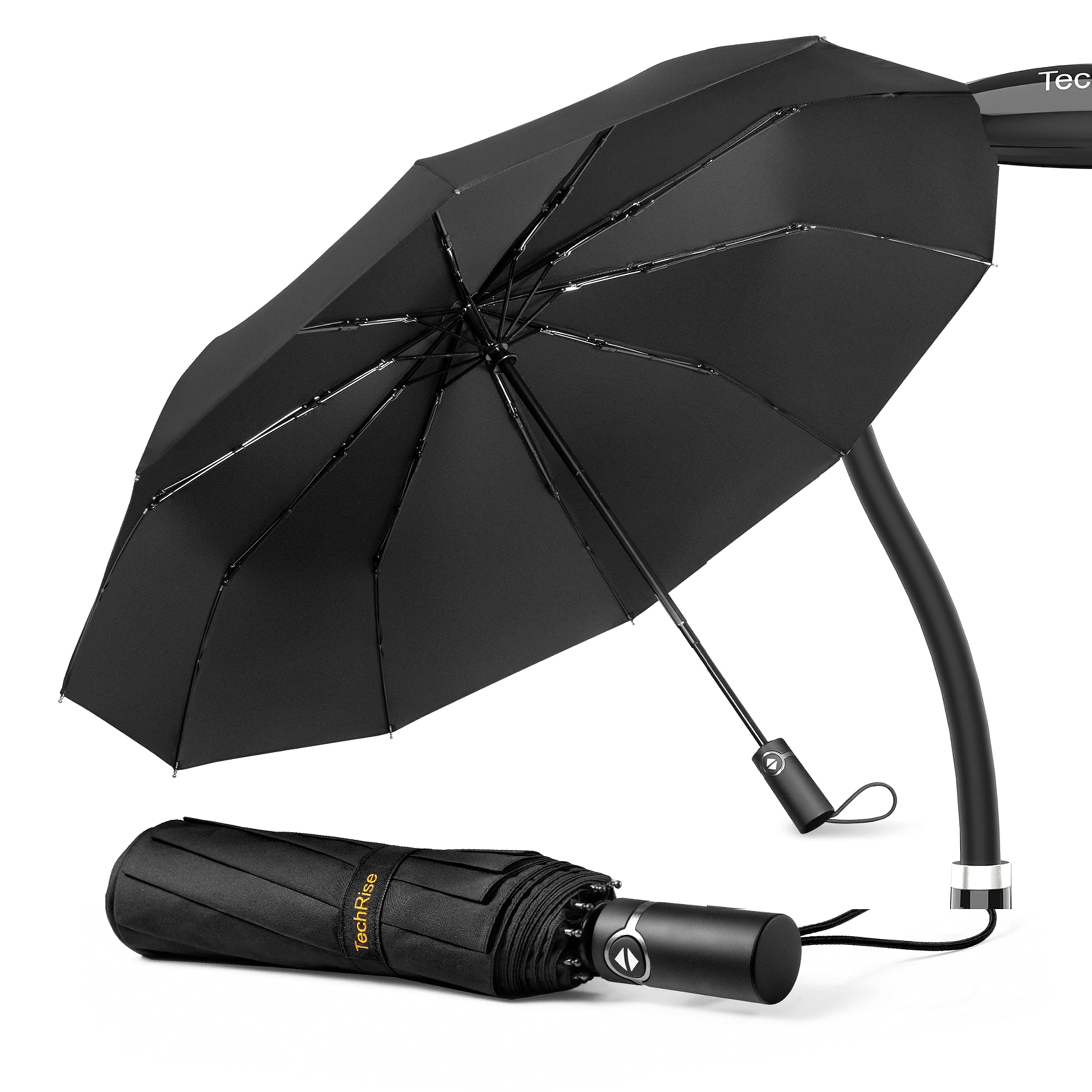 TechRiseTechRise Folding 10 Ribs Umbrella Hand, Windproof Strong Portable Light Weight, Portable Travel
