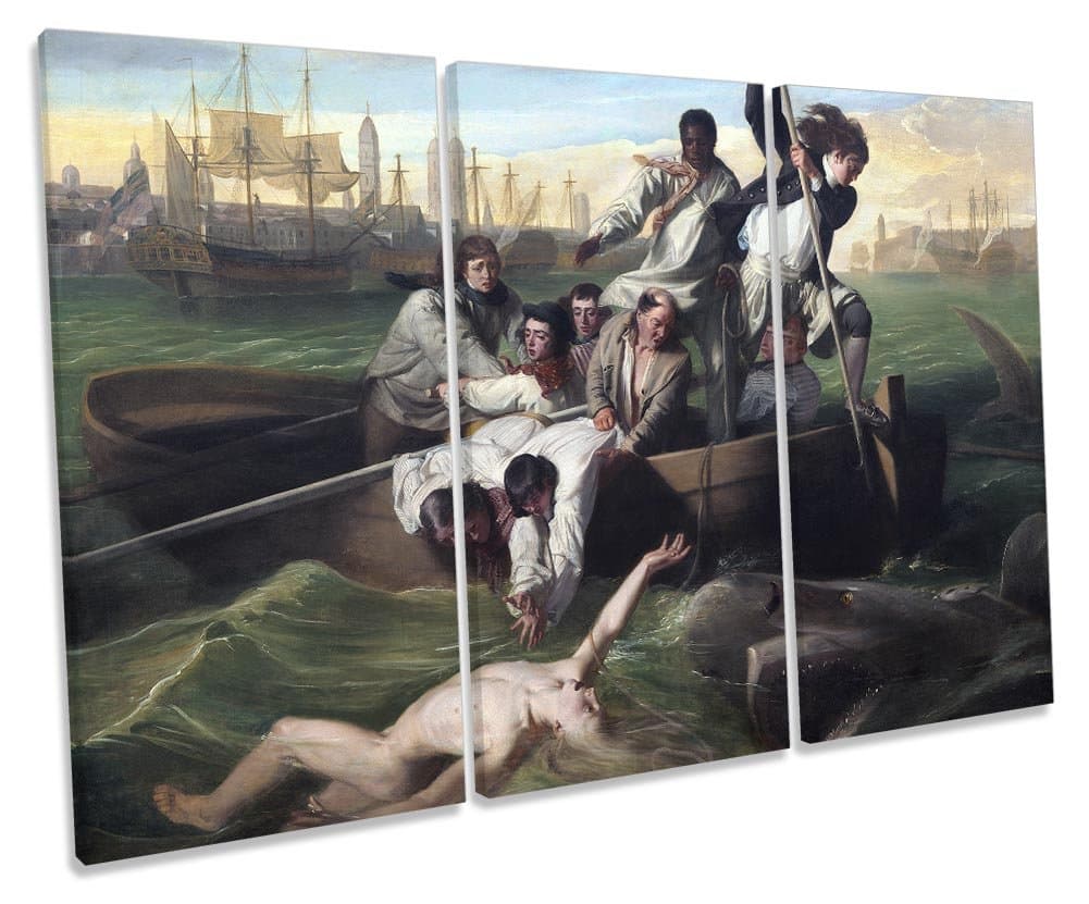 Canvas Geeks - John Singleton Copleys Watson and the Shark - 60cm wide x 40cm high TREBLE CANVAS WALL ART Box Frame Picture Print
