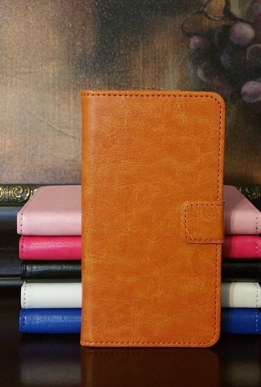 for HTC ONE M9 Luxury Flip Wallet Folio Leather Case Cover Stand (Brown)