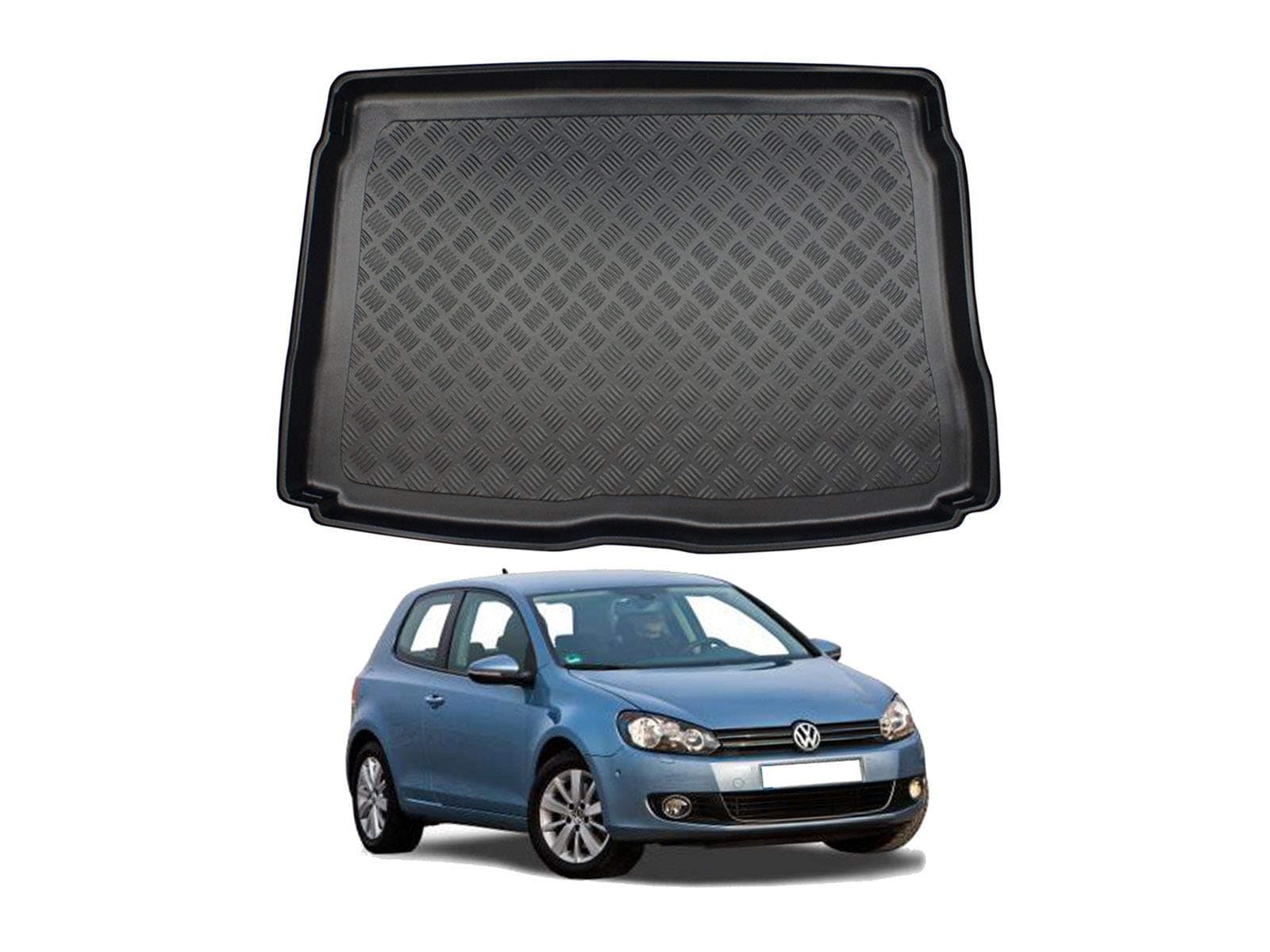 NOMAD VW Golf (2008-2013) [MK6] [Hatchback] Boot Liner Tailored Fit Car Floor Mat Protector Non Slip Waterproof Raised Edges Compatible Custom Fit Accessory Black Dog & Pet Friendly