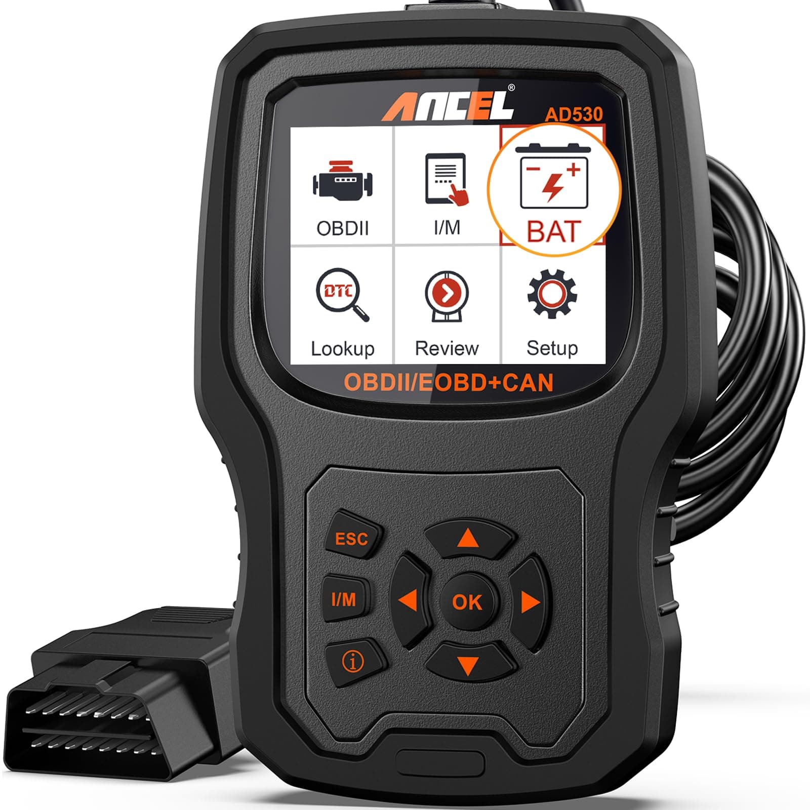 AD530 OBD2 Scanner Diagnostic Tool, Universal Check Engine Code Reader with Live Data, Car Diagnostic Tool with Upgraded Battery Tester & All OBD2 Functions for 1996+ Cars, Upgraded AD310