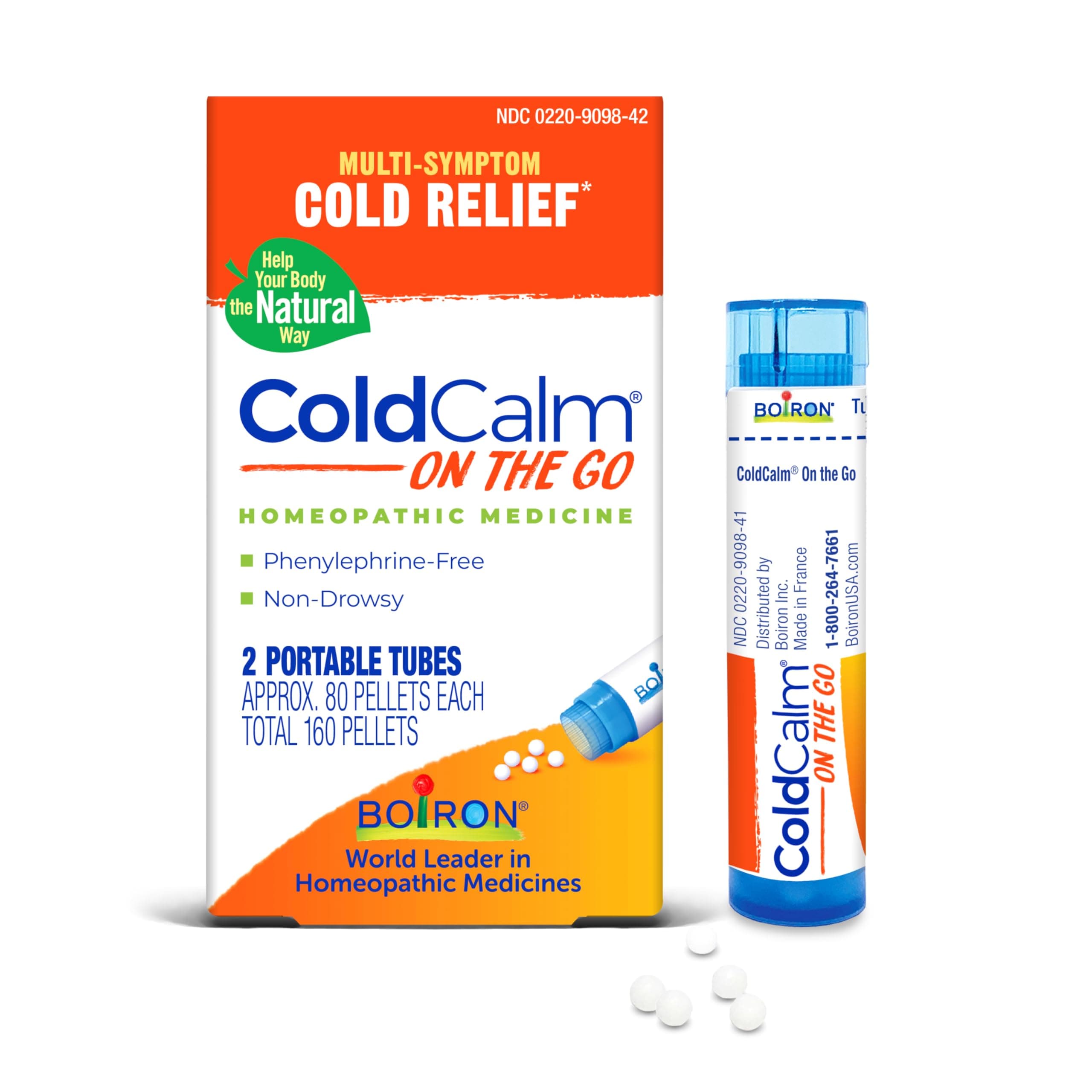 ColdCalm On The Go Cold Relief for Sneezing, Runny Nose, Nasal Congestion, and Sore Throat - 2 Count (160 Pellets)
