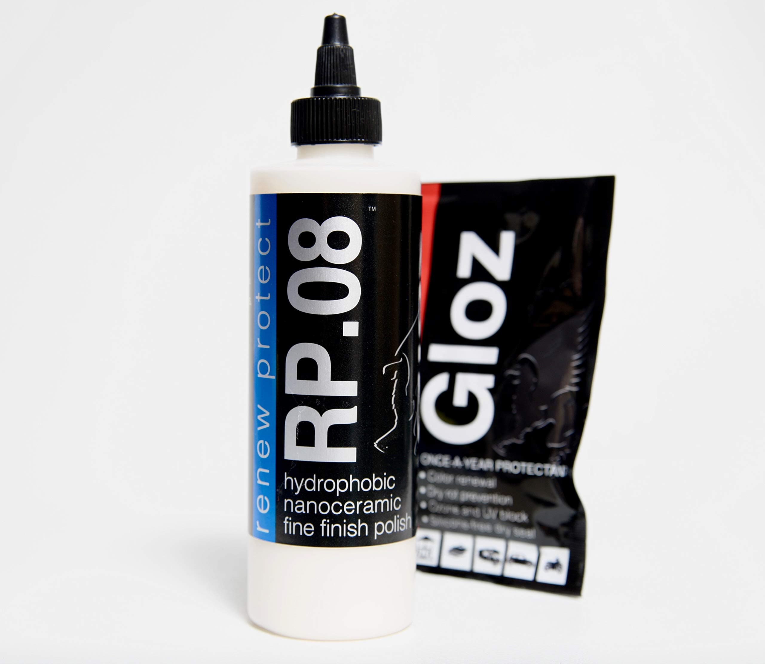 Renew Protect RP.08 - Buff-On-Ceramic (Ceramic Wax/Polish), Fine Finish Hybrid Polish & Glaze - Infused w/ 30% Titanium, Quartz, Zinc, Nano-Ceramics, 8oz + Free GLOZ Sample