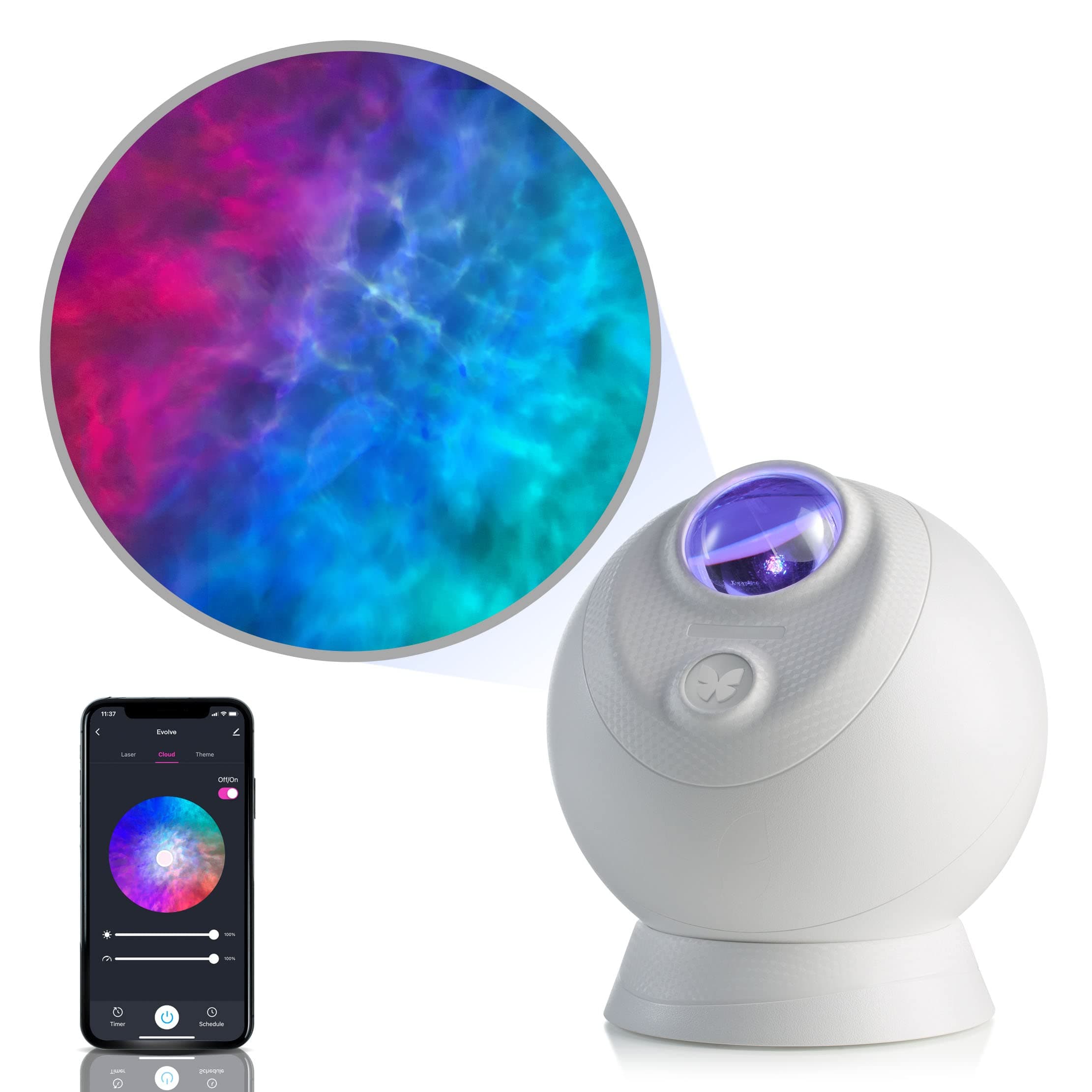 BlissLights Sky Lite Evolve LED Galaxy Cloud Projector, WI-FI, Night Light Ambiance Sky-Cloud-RCWB