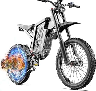 Electric Motorcycle for Adults, Electric Dirt Bike for Teens 6000W(Peak) Motor 1800Wh Battery, 7 Speed, Max Speed 50MPH 19x2'' Tire Electric Mountain Bike Full Suspension Hydraulic Brake