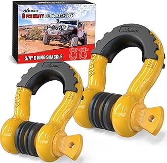 Nilight 2 Pack 3/4" D-Ring Shackle with 7/8" Screw Pin 41,887lbs Break Strength, Heavy Duty Off Road Recovery Shackle with Isolators Washers for Use with Tow Strap, Winch, Off-Road Truck Vehicle