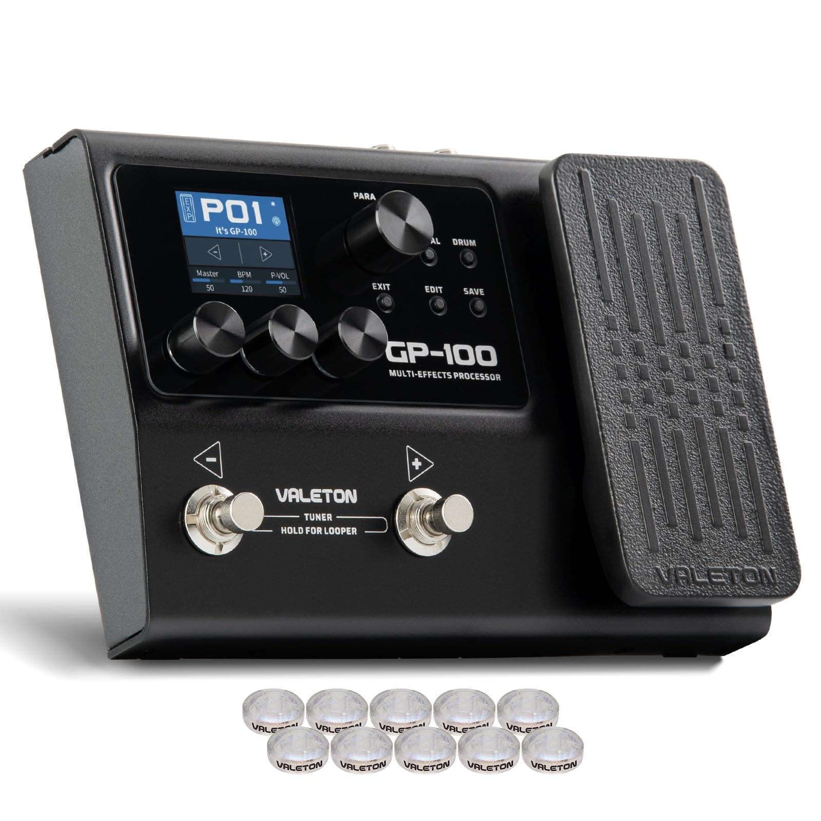 Multi-Effects with Expression Pedal Guitar Bass Amp Modeling IR Cabinets Simulation Multi Language Stereo OTG USB Audio Interface GP-100