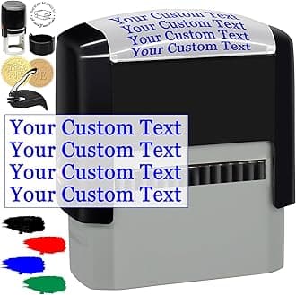 Custom Stamp Personalized Self Inking Stamps Customized Name Signature Ink Stamp for Business Office Date Return Address Label Rubber Stamper Personal