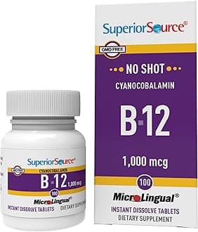 No Shot Vitamin B-12 Cyanocobalamin 1000 mcg - Vitamin B-12 to Support Energy Production, Brain Health & Overall Wellness - Sublingual Tablets - 100 Dissolvable Tablets
