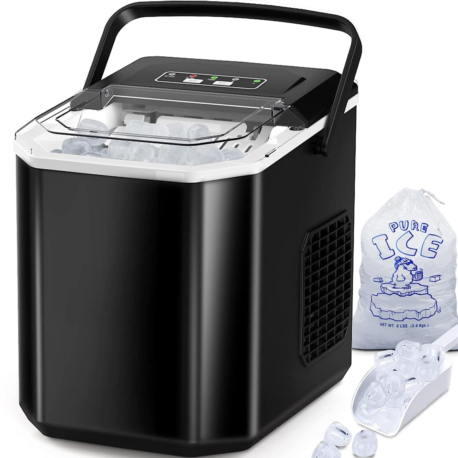 Ice Maker Machine for Home, Self-Cleaning Function Ice Maker, 9 Ice Cubes in Just 6 Minutes. Designed with Low Noise Operation, Ice Cube Maker for Use in Households, Offices, Bars, Apartments