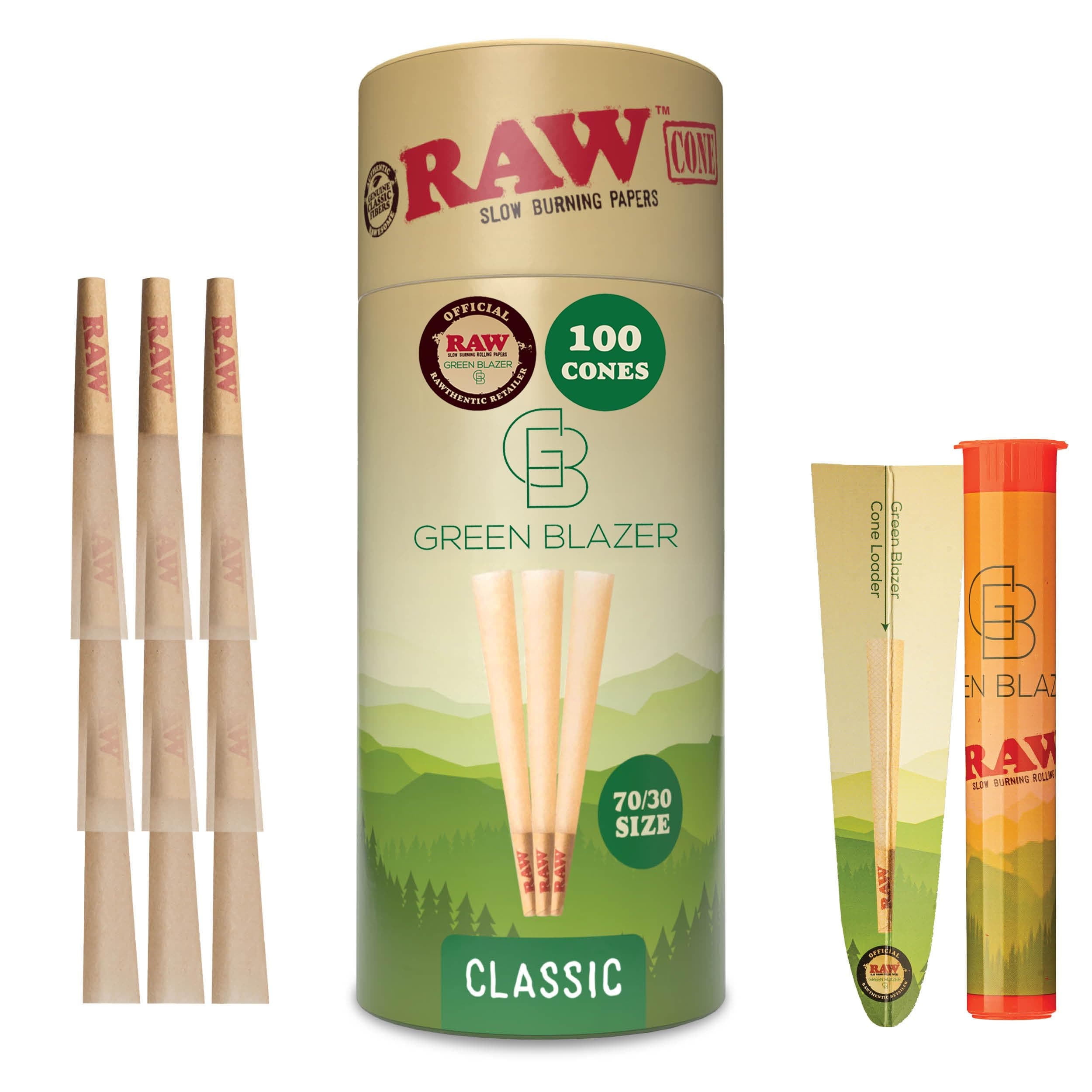 Pre Rolled Cones - Single Size Dogwalker 70/30 (70mm) - 100 Pack - Mini RAW Cones with Tips for Smoking - Slow-Burning Classic Rolling Paper