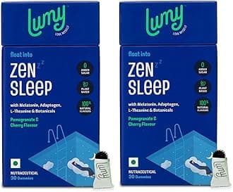 Lumy Zen Sleep Gummies: Melatonin 5mg, Adaptogens for Deep Sleep, Morning Energy | Sleep-Gut Harmony | 60 Day Pack | L-Theanine, Jatamansi for Stress Relief, Muscle Relaxation | No Added Sugar, Vegan