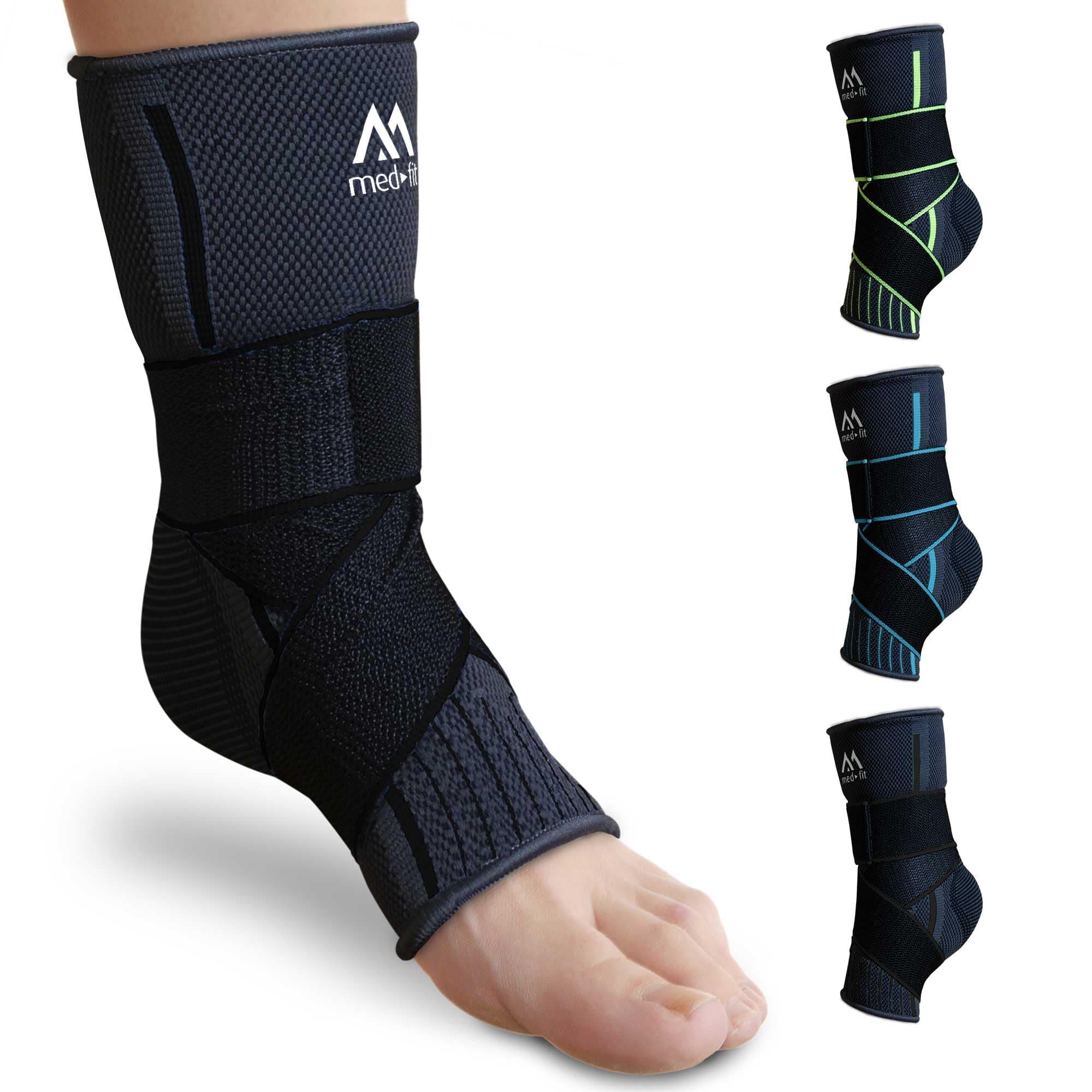 med-fit Stride Flex Adjustable Ankle Support for Men/Women Ankle Brace for Sports, during workouts, gym sessions, and recovery (1, Black, Medium)