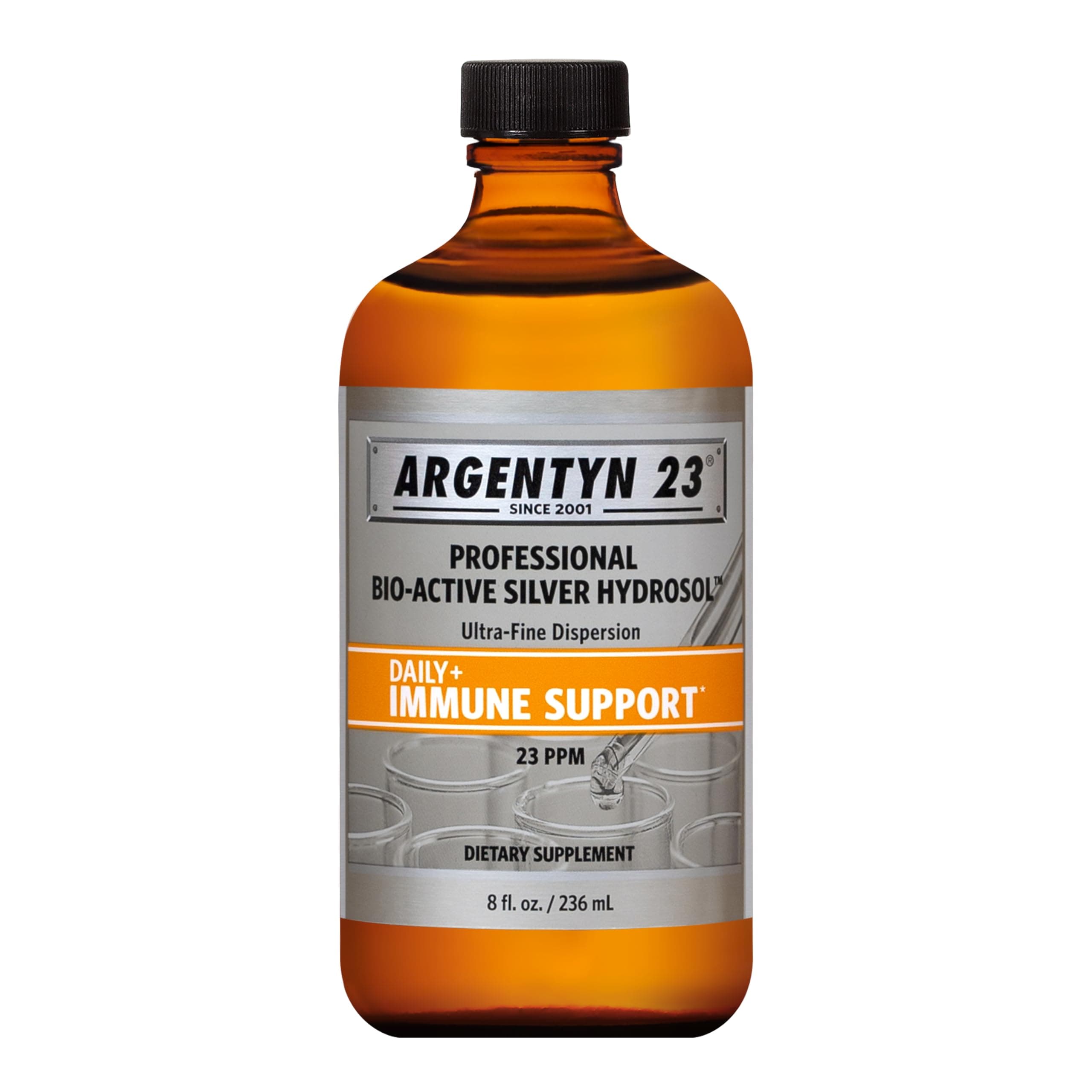 Professional Immune Support - Colloidal Silver, Bio-Active Silver Hydrosol, 23 ppm, Liquid Twist Top, 8 Fl Oz (236 mL)