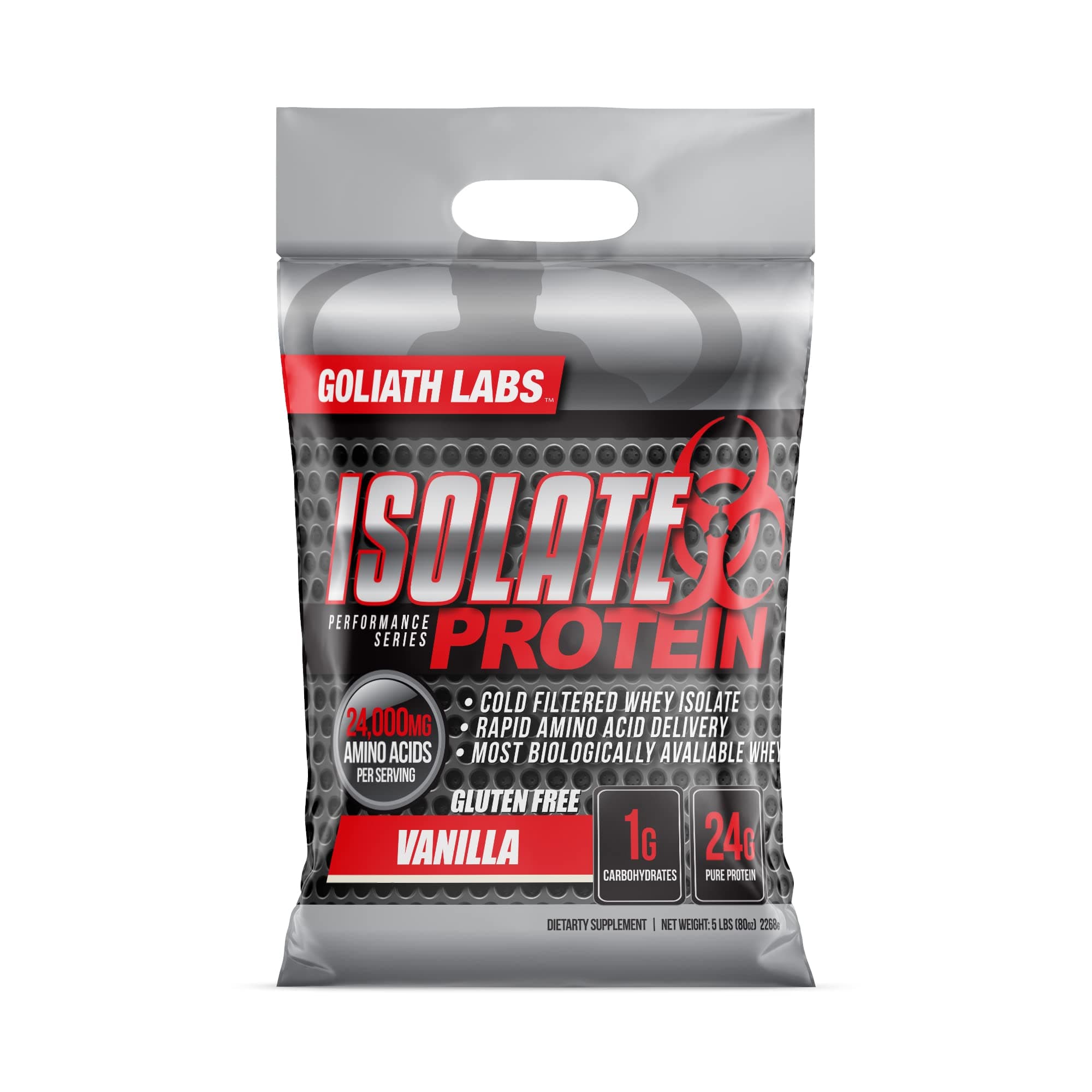 Goliath Labs Whey Protein Isolate [5 lbs/Pack of 1/Vanilla] –Pure Protein Powder, 100% Cold Filtered, 24,000mg Amino Acids/Serving, Muscle-Building Protein Mix (Packaging May Vary) – Sports Nutrition