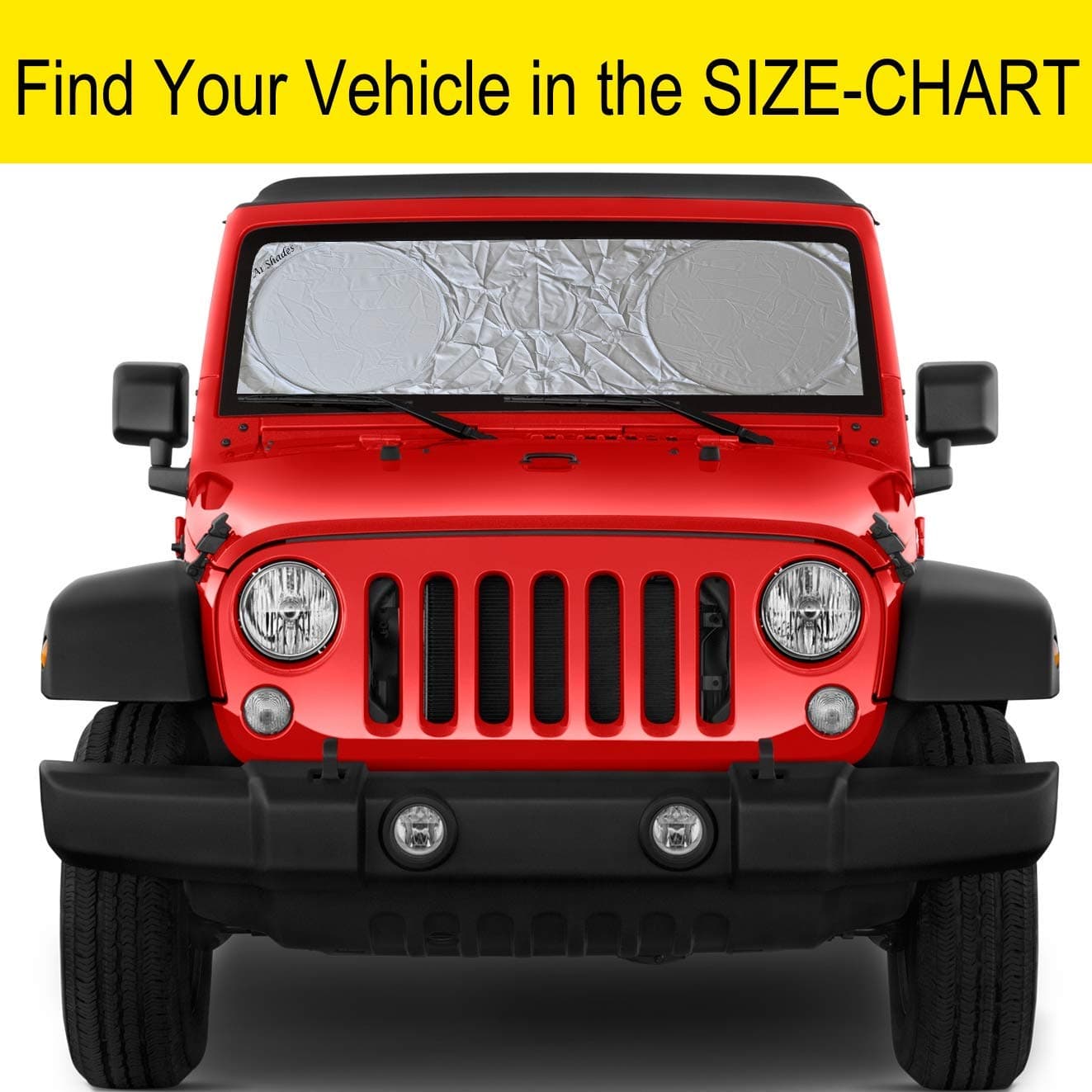 Windshield Sun Shade SUV Car Size Chart with Your Vehicle Universal Quality-210T Keep Vehicle Accessories Cool UV Sun and Heat Reflector Sunshade (XS(not for Most Vehicles))