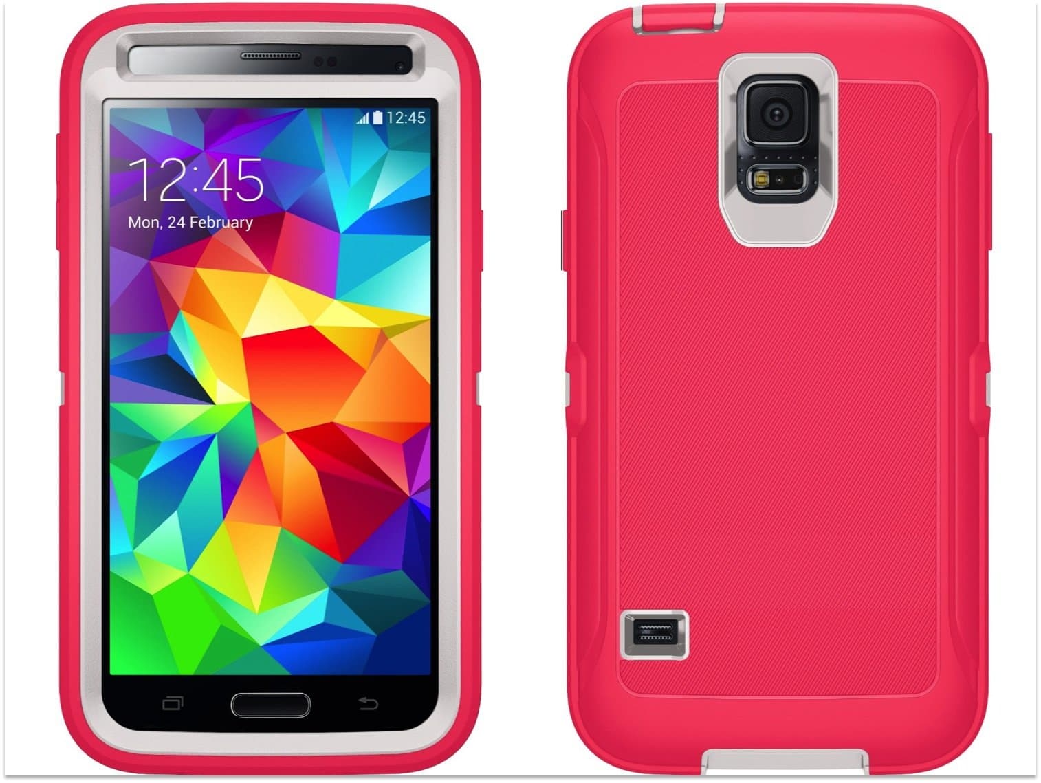 Samsung Galaxy S5 Defender Case (White/Blaze Pink)