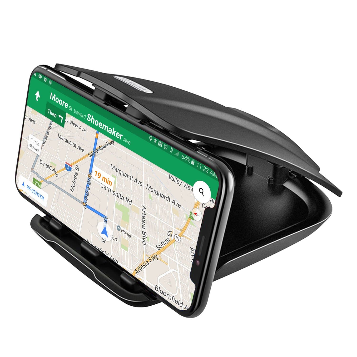 cellet One Hand Insert Dashboard Phone Holder, Non-Slip Clamp Dashboard Mount for MOTO Z3 PLAY/E5 PLUS/E5 PLAY/G6/G6 PLAY/G5S Plus and More -