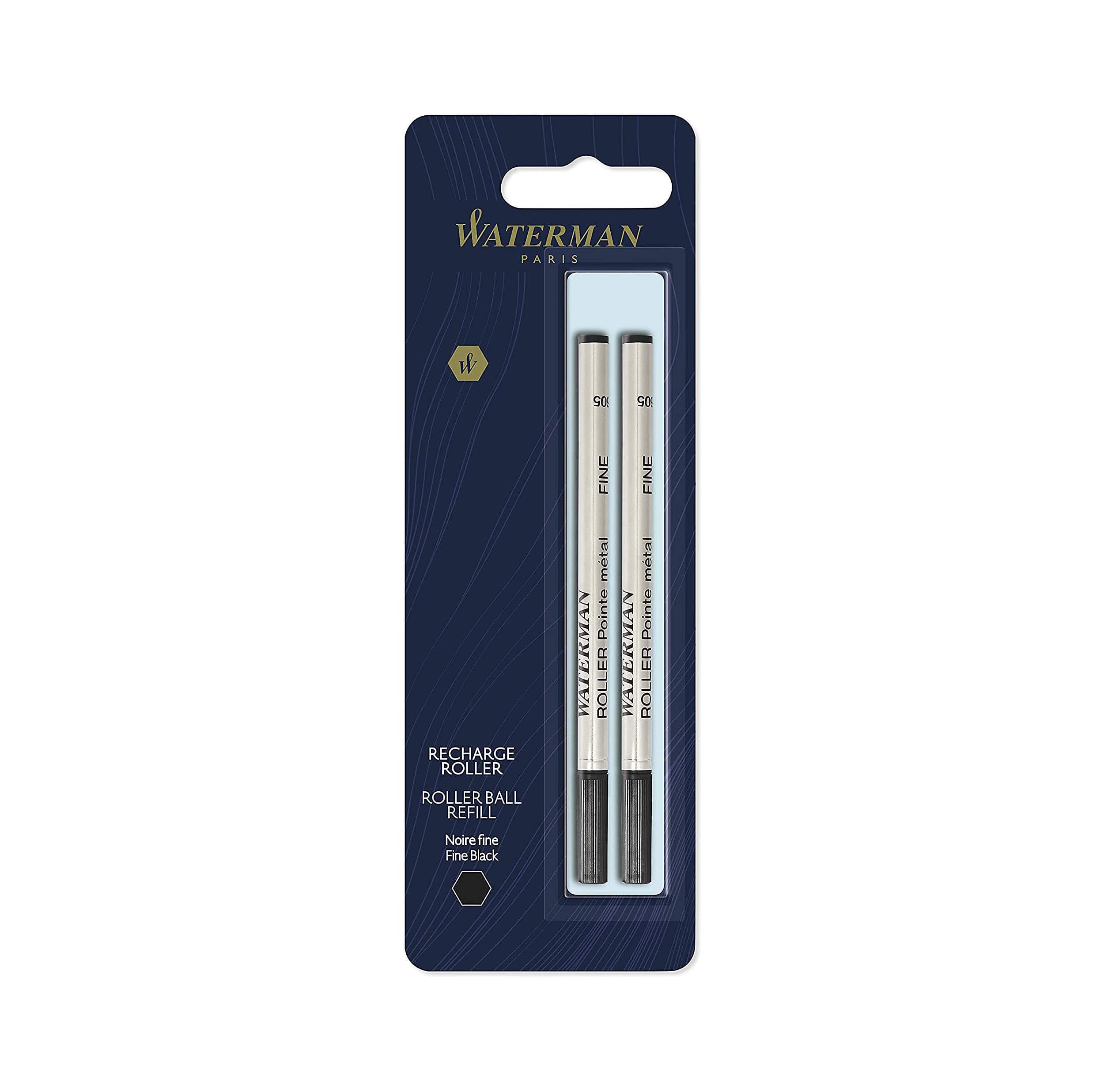 Waterman Rollerball Pen Refill | Fine Point | Black Ink | 2 Count