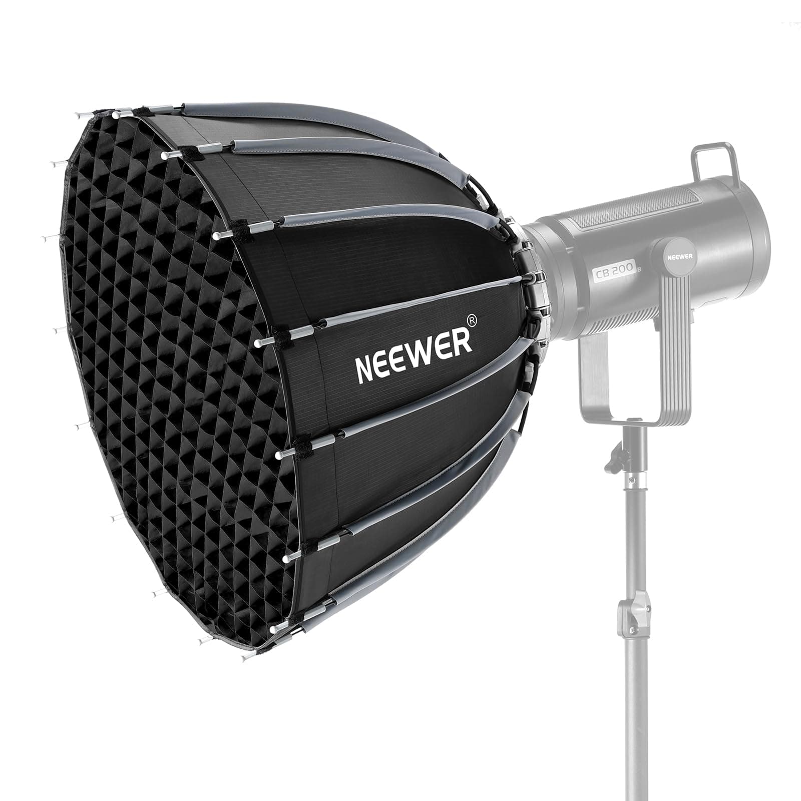 NEEWER Parabolic Softbox Quick Release with Diffuser and Grid, 22" Photography Softbox Bowens Mount for CB60 CB200B MS60 MS150B Q4 LED Video Light Compatible with Godox Compatible with Aputure, NS55P