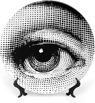 Lina Cavalieri Plate, Fornase Decorative Plate Face Makeup Plate Wall Hanging Decoration,Including Bracket and Special Spring Hook,Style-2,7inch