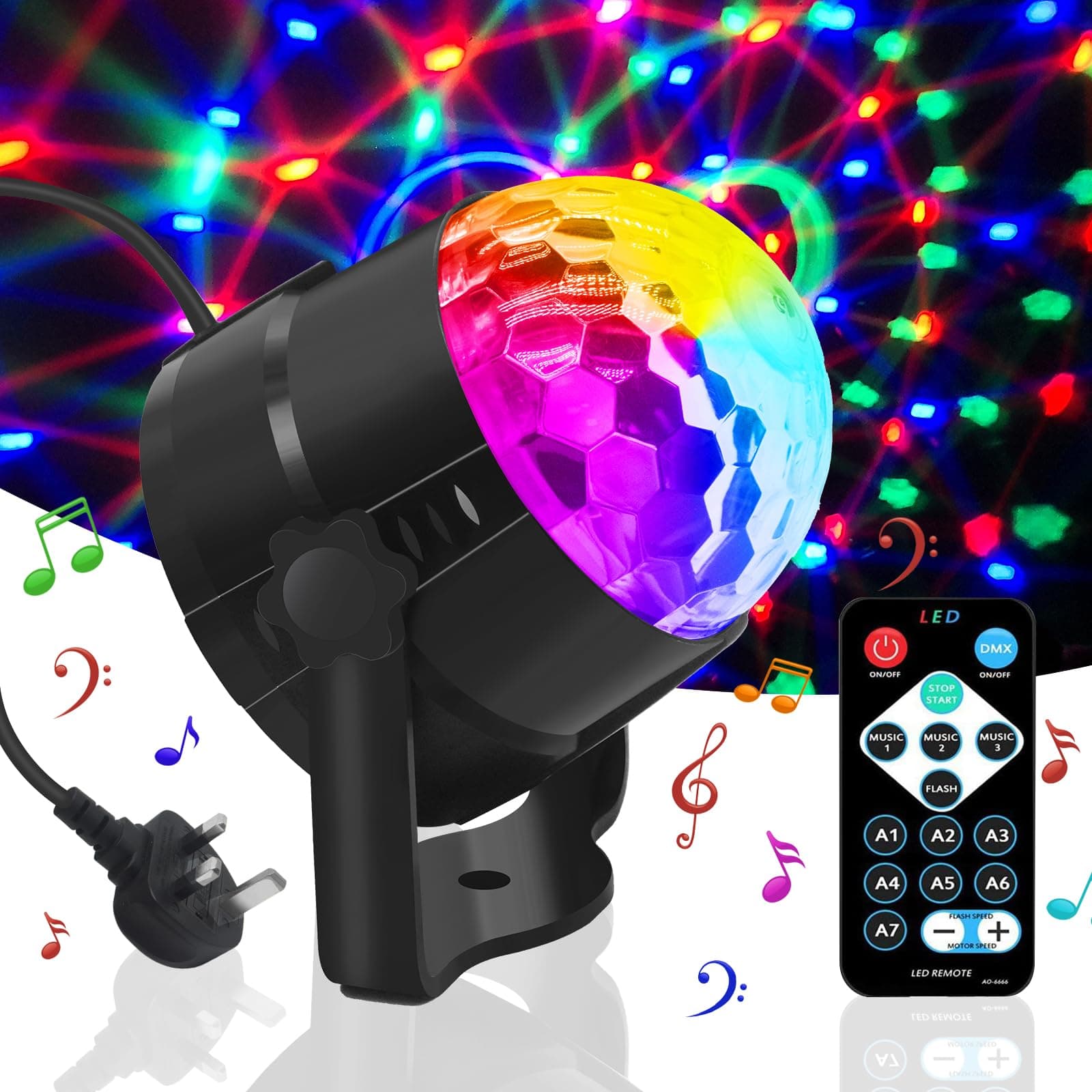 Disco Light, Jsdoin Sound Activated Party Light with Remote Control, Disco Ball Lights for Kids Halloween Xmas Birthday Disco Parties Lighting, Dance Karaoke Decorating…