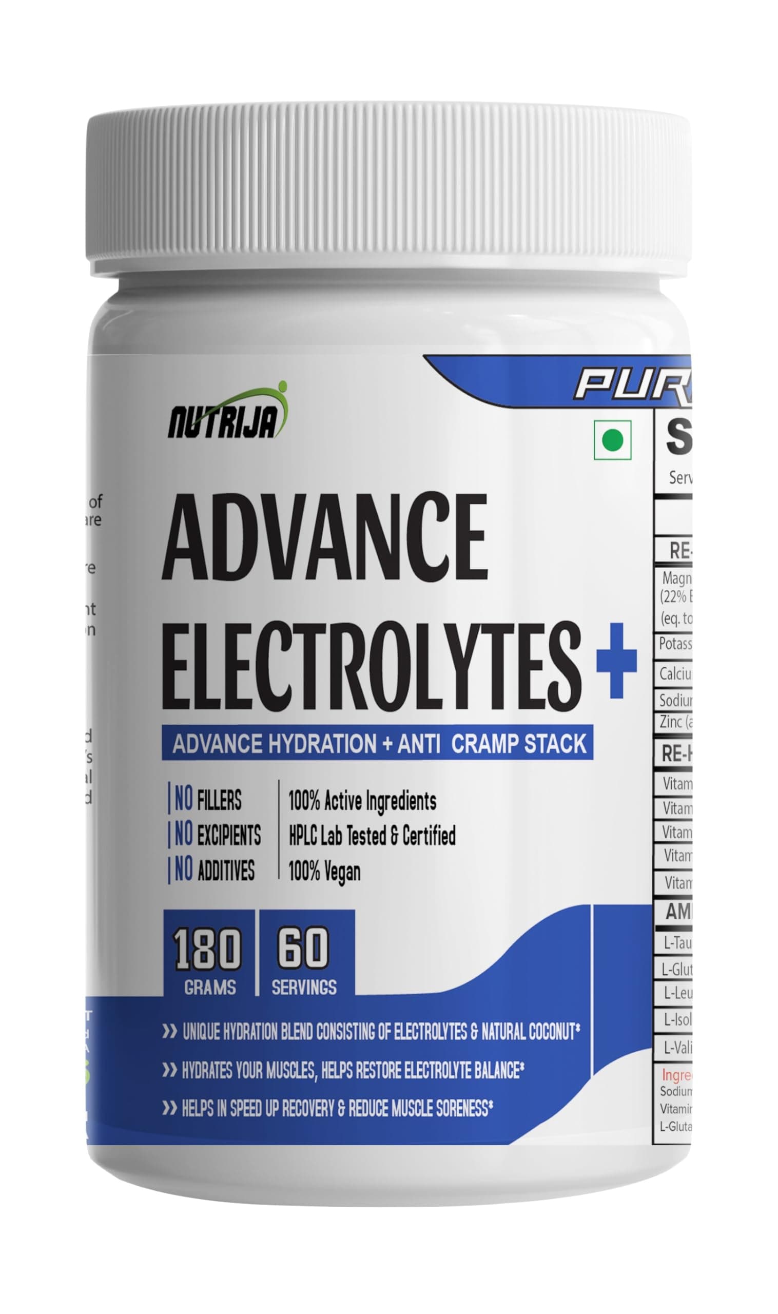 Advance Electrolytes+ | Advance Hydration + Anti Cramp Stack | Enhance Performance & Endurance (Tangy Orange) 60 Servings