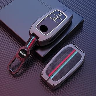 BKN Premium Metal Soft Car Key Shell with Keychain & Full Protection 2 Button Key Cover for Toyota Innova Crysta| Hycross Land Cruiser| Hilux| Toyota Hycross Innova Smart Key